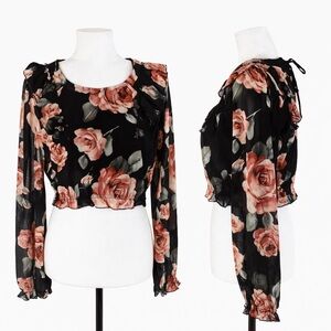NWT Honey Belle Floral Print Chiffon Cropped Top